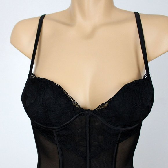 La Senza Bustier Small Black Padded Boned Padded Push-Up Underwire Bra B47 - Picture 4 of 14